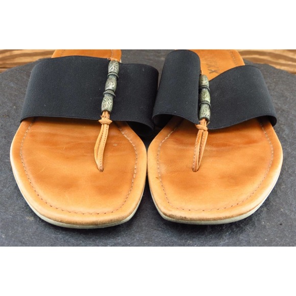 The FLEXX Sz 8.5 M Black Thong Fabric Women Sandals - Picture 2 of 7